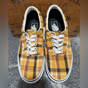 Vans Era Plaid Yellow/True White Skate Shoes Men size 7.5 Women size 9